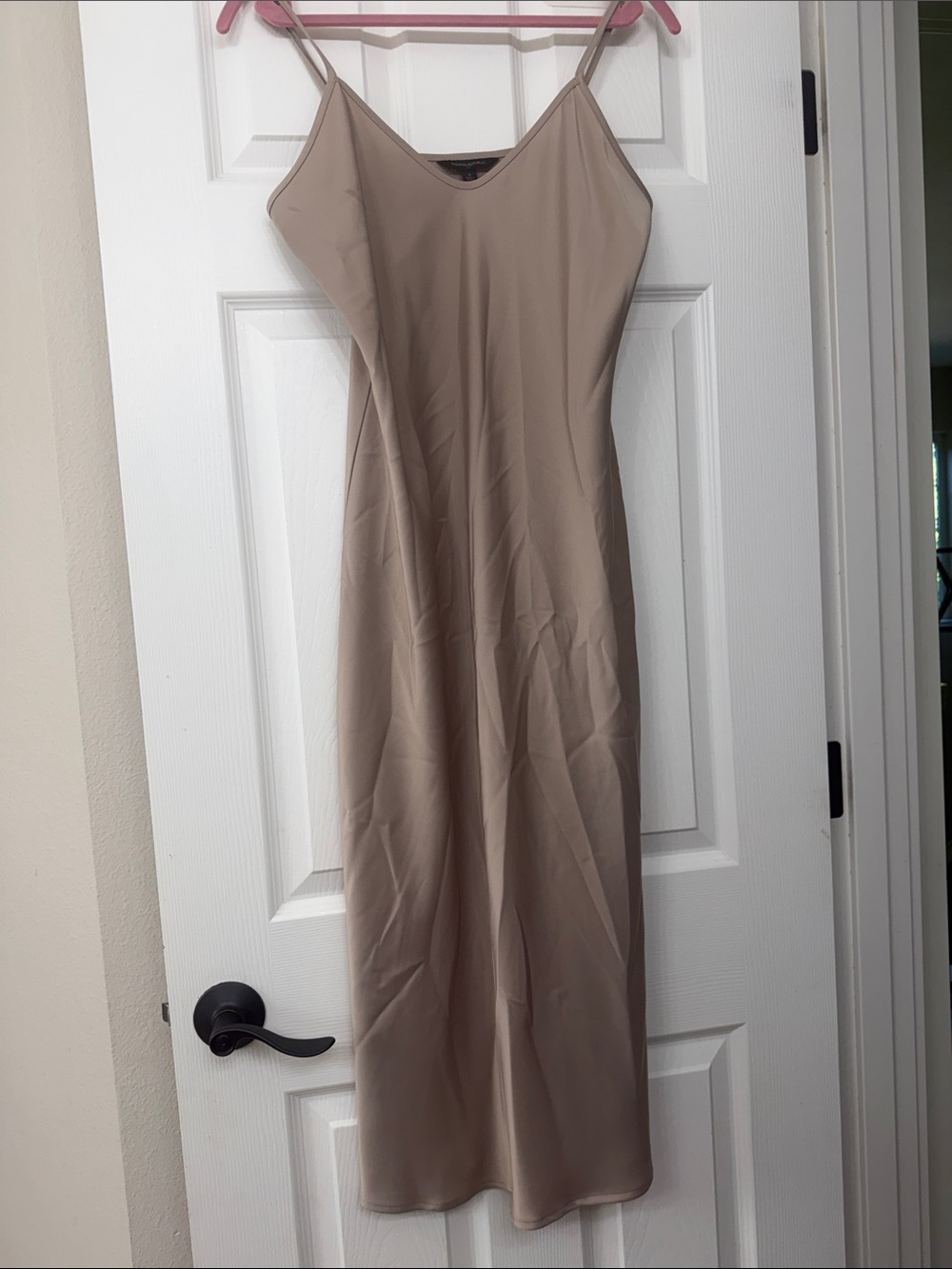 Banana Republic Taupe Slip Midi Dress with V-Neck